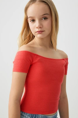 Ardene Kids Off Shoulder Top in | Size | Spandex/Cotton