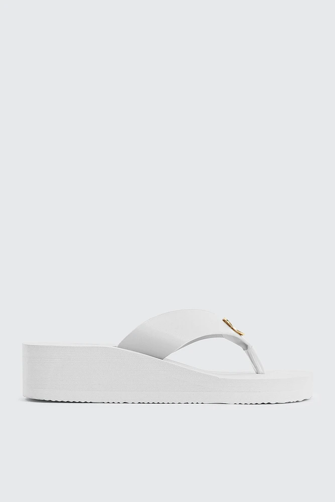 Ardene Wedge Flip-Flops with Metallic Detail Sandals in | Size | Faux Leather | Eco-Conscious