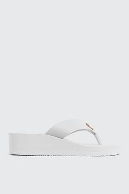 Ardene Wedge Flip-Flops with Metallic Detail Sandals in | Size | Faux Leather | Eco-Conscious