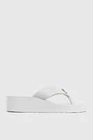 Ardene Wedge Flip-Flops with Metallic Detail Sandals in | Size | Faux Leather | Eco-Conscious
