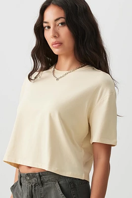 Ardene Basic Organic Cotton Boxy T-Shirt in Light | Size | Cotton/Elastane | Eco-Conscious