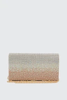 Ardene Ombre Rhinestone Clutch in Gold | Polyester