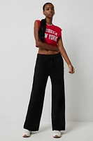 Ardene Wide Leg Sweatpants in Black | Size | Polyester/Cotton | Fleece-Lined