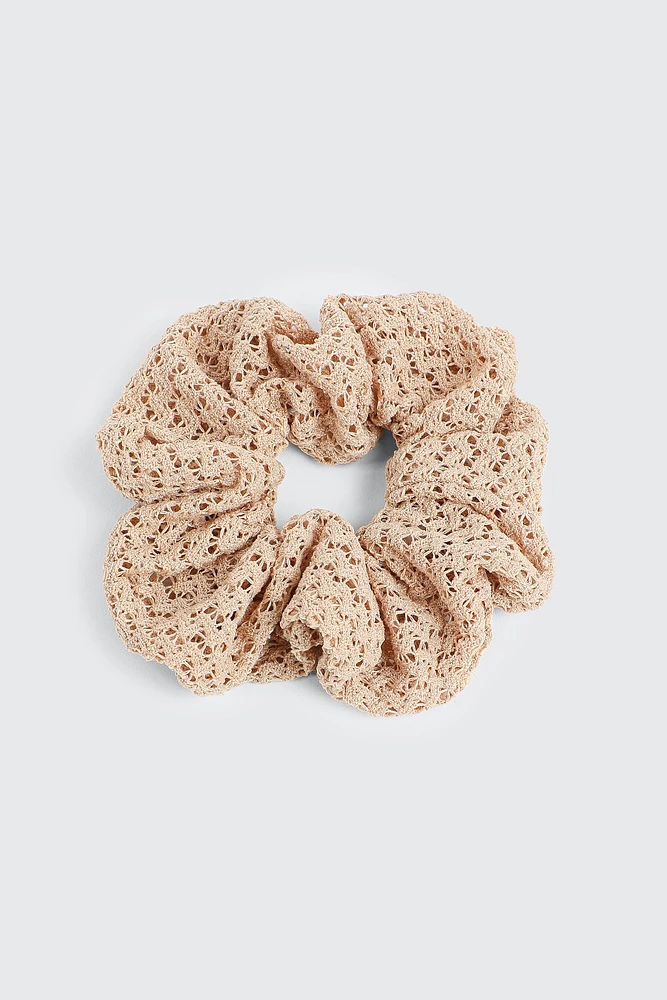 Ardene XL Crochet Scrunchie in Beige