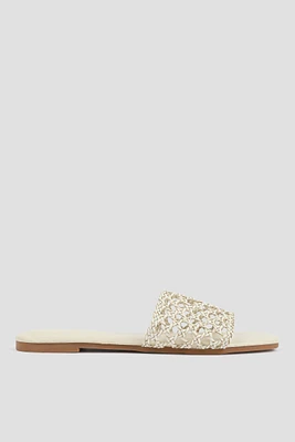 Ardene Basket Weave Flat Sandals in | Size | Faux Leather | Eco-Conscious