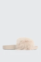 Ardene Faux Fur Slides in Beige | Size