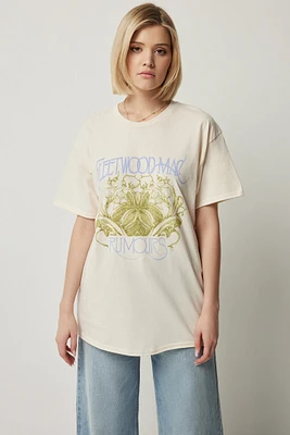 Ardene Oversized Fleetwood Mac T-Shirt in White | Size | 100% Cotton