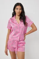 Ardene Satin PJ Set in Pink | Size | 100% Recycled Polyester | Eco-Conscious