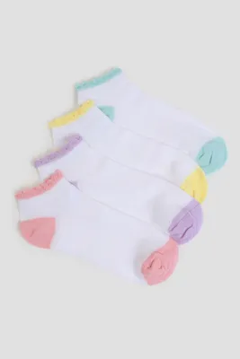 Ardene 4-Pack Scalloped Edge Ankle Socks | Polyester/Spandex