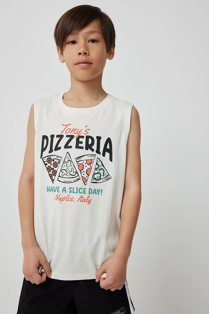 Ardene Italian Graphic Muscle Tank in White | Size | 100% Cotton