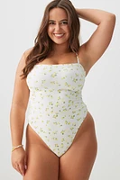 Ardene Flirty Flora One Piece Swimsuit in White | Size | Polyester/Nylon/Elastane | Microfiber