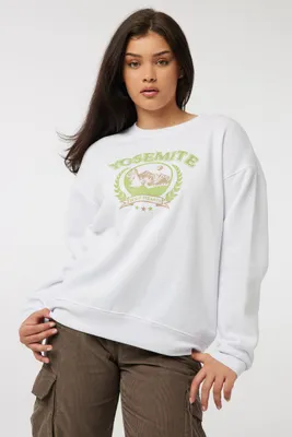 Ardene Mountain Destination Sweatshirt in White | Size | Polyester/Cotton | Fleece-Lined