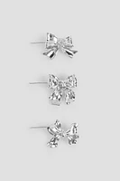 Ardene 3-Pack Bow Brooches in Silver