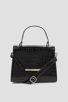 Ardene Croc Embossed Structured Bag in | Faux Leather/Polyester