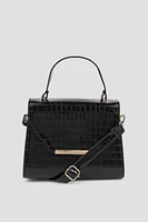 Ardene Croc Embossed Structured Bag in | Faux Leather/Polyester