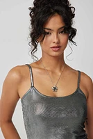 Ardene Metallic Tank Top in Dark Grey | Size | Polyester/Elastane