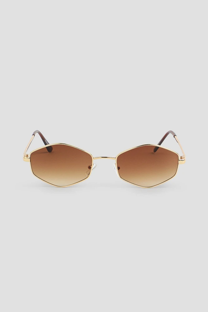 Ardene Hexagonal Sunglasses in Gold