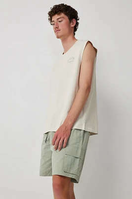 Ardene Man European Print Sleeveless T-Shirt For Men in Beige | Size | 100% Cotton