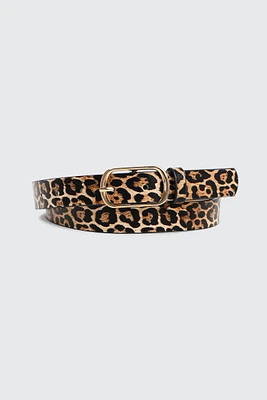 Ardene Leopard Belt in Beige | Size Small | Faux Leather