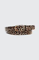 Ardene Leopard Belt in Beige | Size Small | Faux Leather