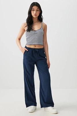 Ardene Mid Rise Pull On Pants in Dark Blue | Size | Cotton