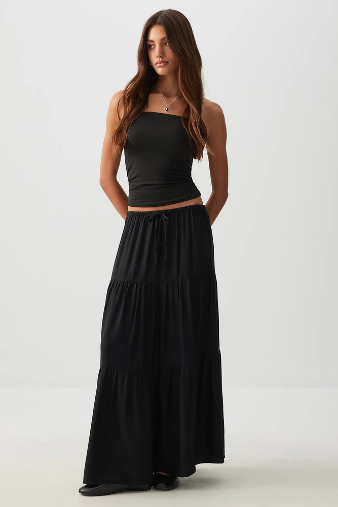 Ardene Maxi Tiered Skirt in | Size | 100% Viscose