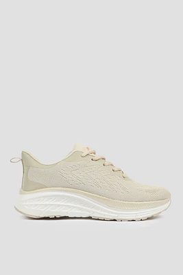 Ardene Lace Up Sneakers in Beige | Size