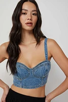 Ardene Denim Bustier in Medium Blue | Size Large | 100% Cotton