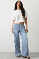 Ardene Mid Rise Wide Leg Knit Jeans in | Size | Polyester/Spandex/Cotton