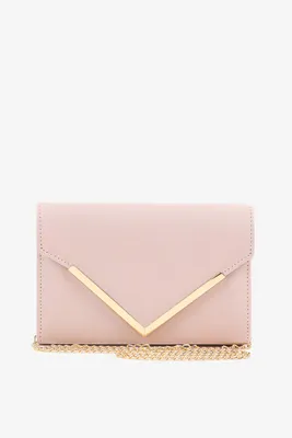 Ardene Envelop Clutch Bag in Light Pink | Faux Leather/Polyester