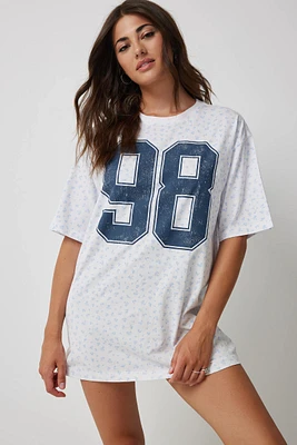 Ardene 98 Oversized PJ T-Shirt in White | Size | Cotton | Eco-Conscious | 100% Recycled