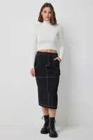 Ardene Long Cargo Skirt in Black | Size | Spandex/Cotton