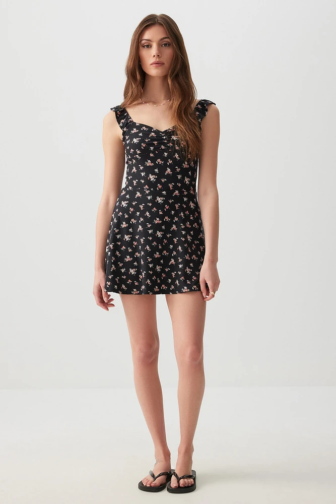 Ardene Printed Mini Dress with Built-In Shorts in | Size | Polyester/Elastane