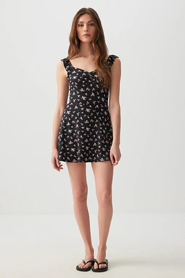 Ardene Printed Mini Dress with Built-In Shorts in | Size | Polyester/Elastane