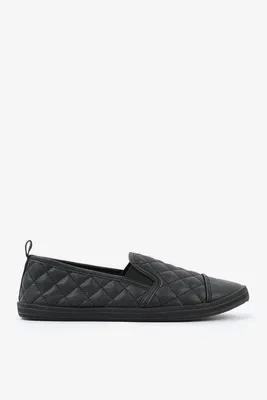 Ardene Monochrome Quilted Slip-On Sneakers in | Size | Faux Leather