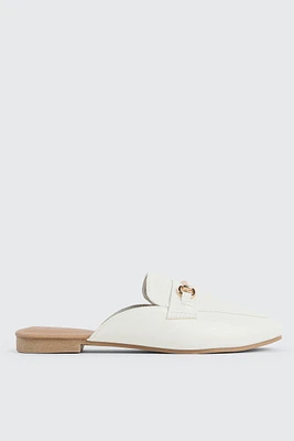 Ardene Loafer Mules in White | Size | Faux Leather | Eco-Conscious