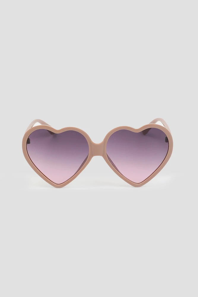 Ardene Thin Heart Shaped Sunglasses in Blush