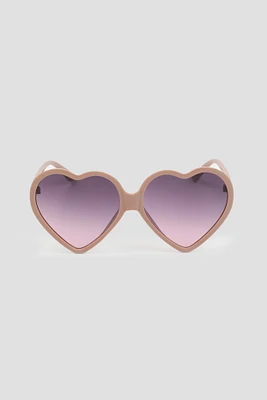 Ardene Thin Heart Shaped Sunglasses in Blush