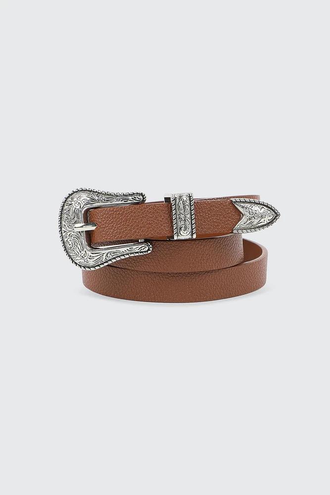 Ardene Western Inspired Belt in Brown | Size | Faux Leather