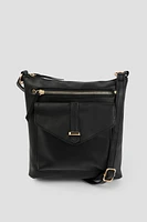 Ardene Faux Leather Crossbody Bag in Black | Faux Leather/Polyester