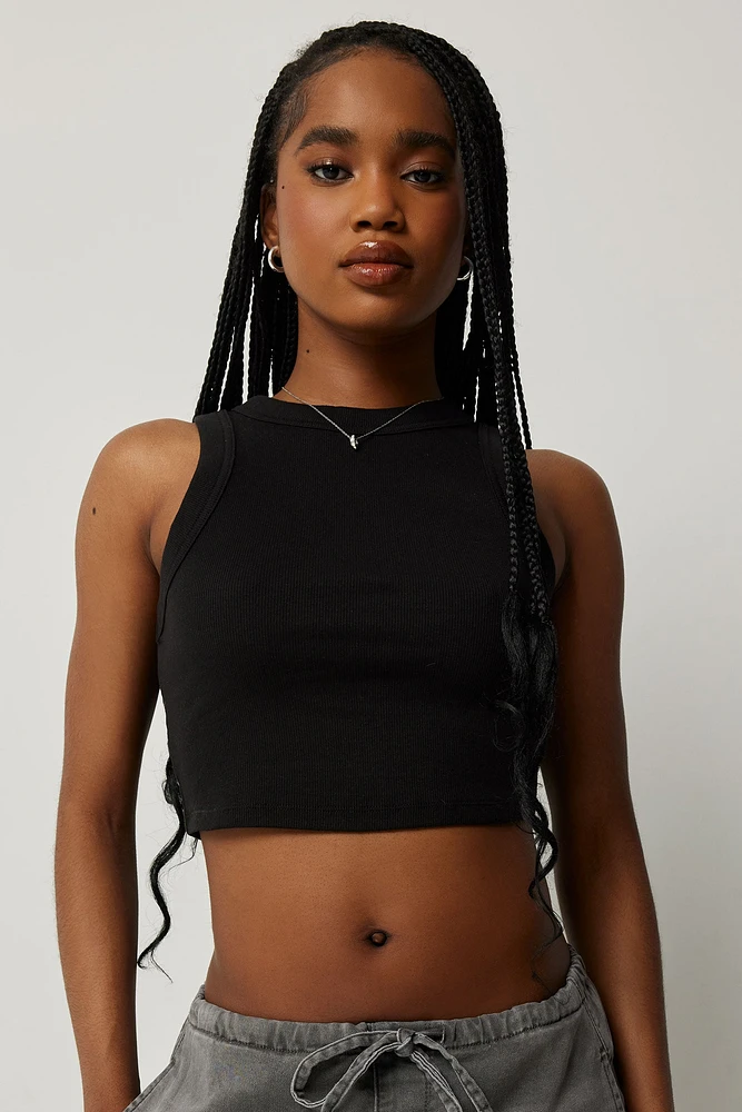Ardene Basic Rib Wide Binding Tank Top in | Size | Cotton/Elastane | Eco-Conscious