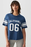 Ardene Graphic Relaxed T-Shirt in Blue Current | Size | 100% Cotton