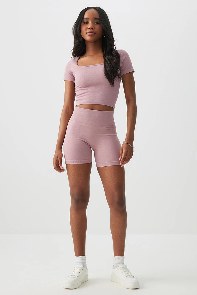 Ardene 5 in Seamless Biker Shorts in Lavender Dream | Size | Nylon/Spandex | Eco-Conscious