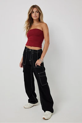 Ardene High Rise 90's Cargo Jeans in Black | Size | 100% Cotton