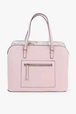 Ardene Laptop Tote Bag in Light Pink | Faux Leather/Polyester