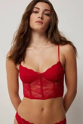 Ardene Lace Slip On Bustier in Red | Size | Nylon/Spandex
