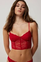 Ardene Lace Slip On Bustier in Red | Size | Nylon/Spandex