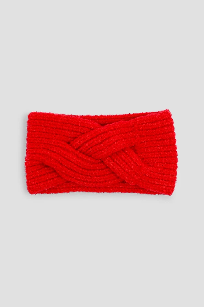 Ardene Braided Knit Headband in Red | Polyester/Elastane