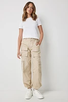 Ardene Cargo Pants with Zip Pockets in Beige | Size | 100% Cotton