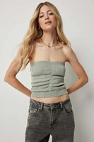 Ardene Ruched Tube Top in Light Green | Size | Polyester/Elastane/Polyamide